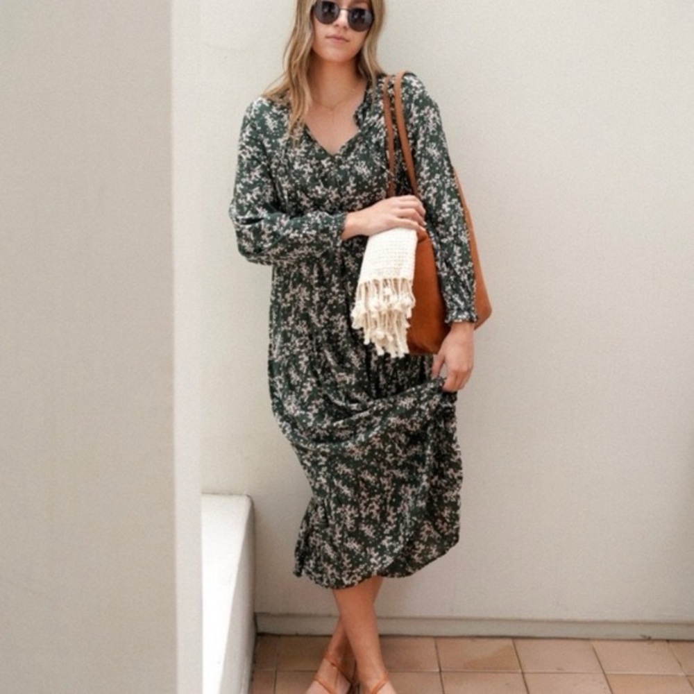 CJLA Carly Jean Los Angeles Green floral Laura dress boho women’s size small